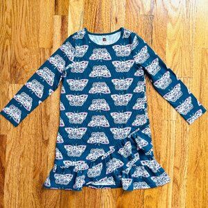 NWOT Tea Collection girls size 8 blue/green long sleeved dress w/butterflies